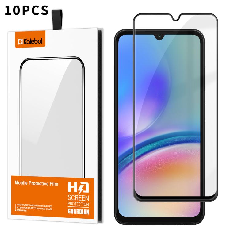 For Samsung Galaxy A05s 10pcs Kalebol High-Aluminum Screen-Printed Full-Coverage Anti-Fingerprint Black-Bordered HD Tempered Glass Film