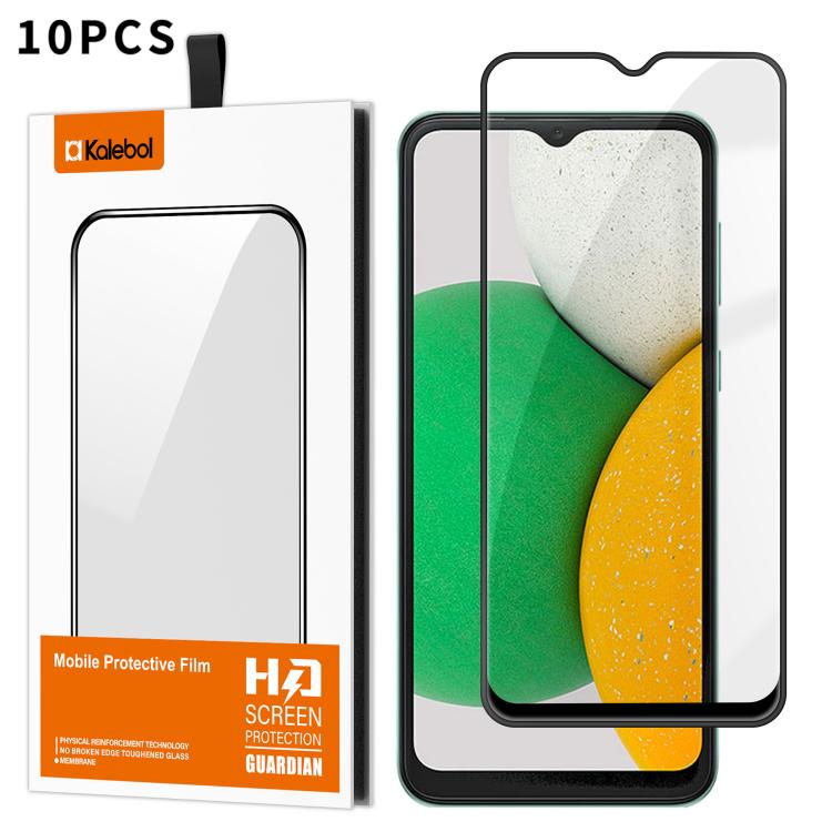 For Samsung Galaxy A04 Core 10pcs Kalebol High-Aluminum Screen-Printed Full-Coverage Anti-Fingerprint Black-Bordered HD Tempered Glass Film