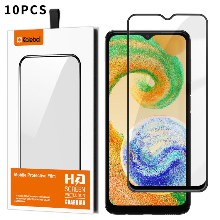 For Samsung Galaxy A04s 10pcs Kalebol High-Aluminum Screen-Printed Full-Coverage Anti-Fingerprint Black-Bordered HD Tempered Glass Film