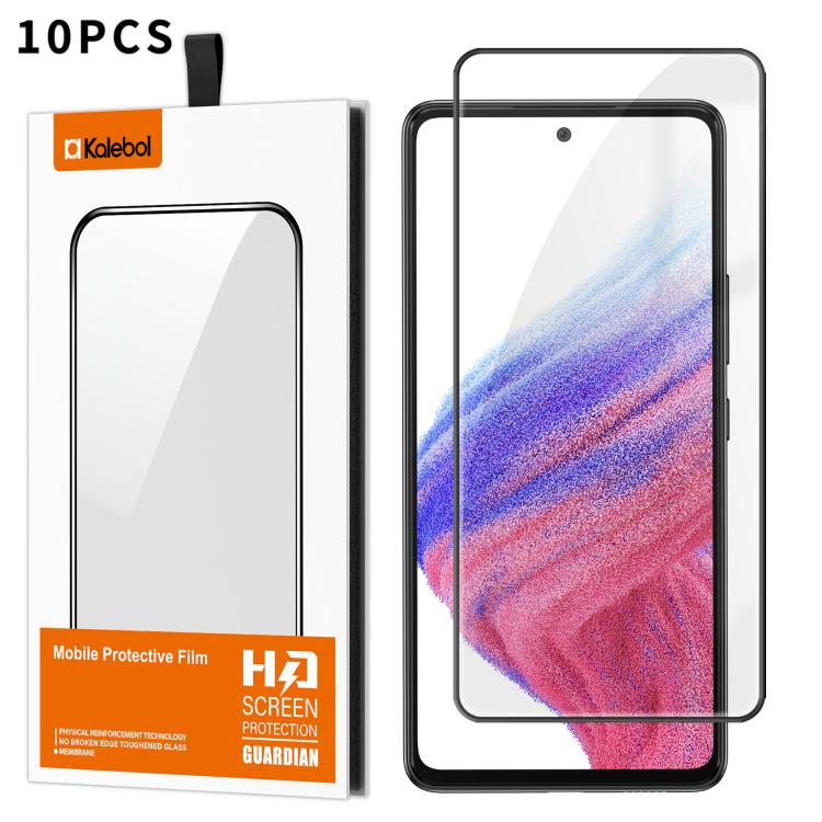 For Samsung Galaxy A53 5G 10pcs Kalebol High-Aluminum Screen-Printed Full-Coverage Anti-Fingerprint Black-Bordered HD Tempered Glass Film
