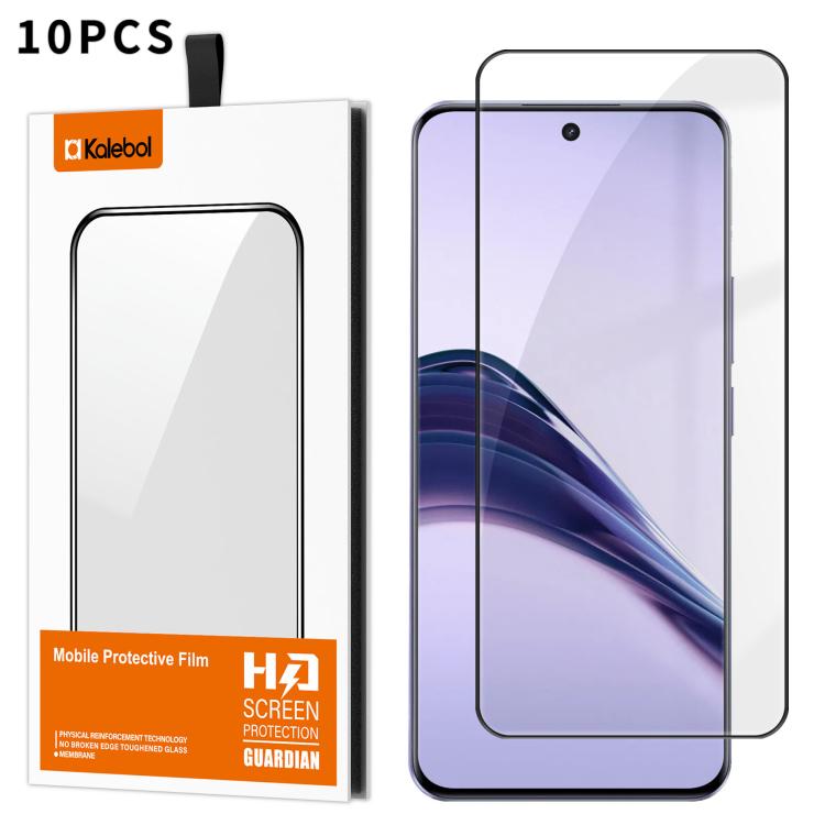 For Realme 13 Pro 10pcs Kalebol High-Aluminum Screen-Printed Full-Coverage Anti-Fingerprint Black-Bordered HD Tempered Glass Film