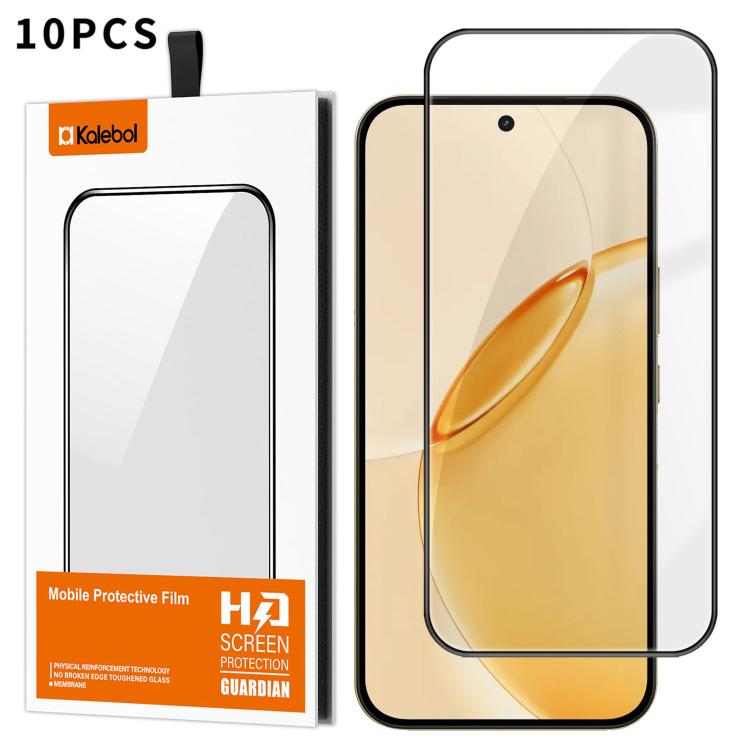 For Realme 16 Pro 5G 10pcs Kalebol High-Aluminum Screen-Printed Full-Coverage Anti-Fingerprint Black-Bordered HD Tempered Glass Film