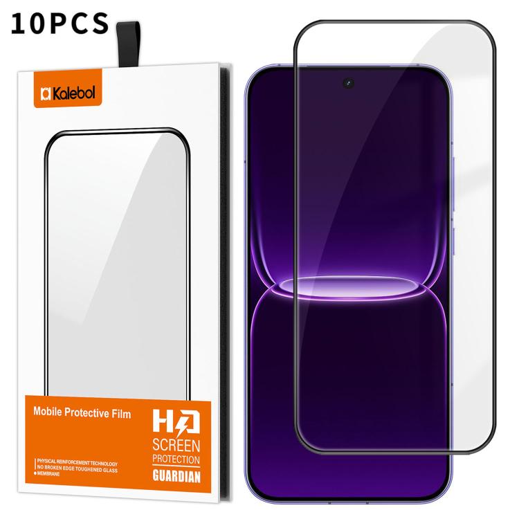 For Realme Neo8 5G 10pcs Kalebol High-Aluminum Screen-Printed Full-Coverage Anti-Fingerprint Black-Bordered HD Tempered Glass Film