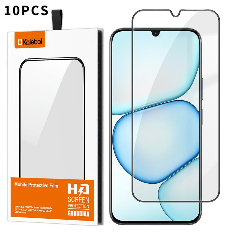 For Realme C100 5G 10pcs Kalebol High-Aluminum Screen-Printed Full-Coverage Anti-Fingerprint Black-Bordered HD Tempered Glass Film