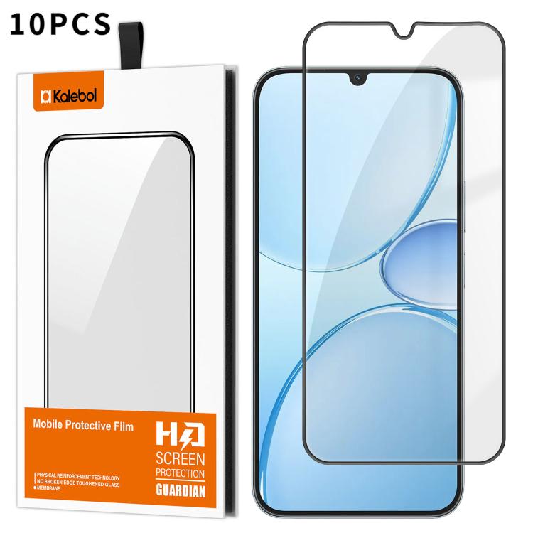For Realme Narzo 100 Lite 5G 10pcs Kalebol High-Aluminum Screen-Printed Full-Coverage Anti-Fingerprint Black-Bordered HD Tempered Glass Film