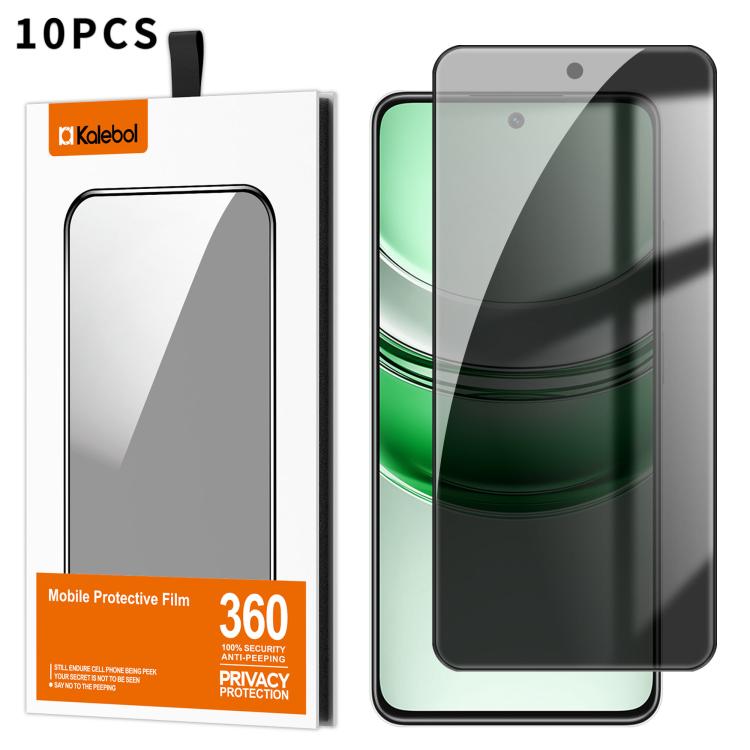 For Realme 14x 10pcs Kalebol High-Aluminum Screen-Printed Full-Coverage Black-Border Privacy Tempered Glass Film