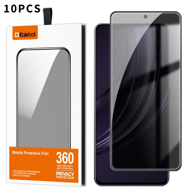 For Realme 13 5G 10pcs Kalebol High-Aluminum Screen-Printed Full-Coverage Black-Border Privacy Tempered Glass Film