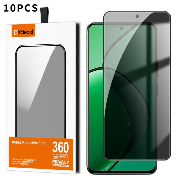 For Realme 13 4G 10pcs Kalebol High-Aluminum Screen-Printed Full-Coverage Black-Border Privacy Tempered Glass Film