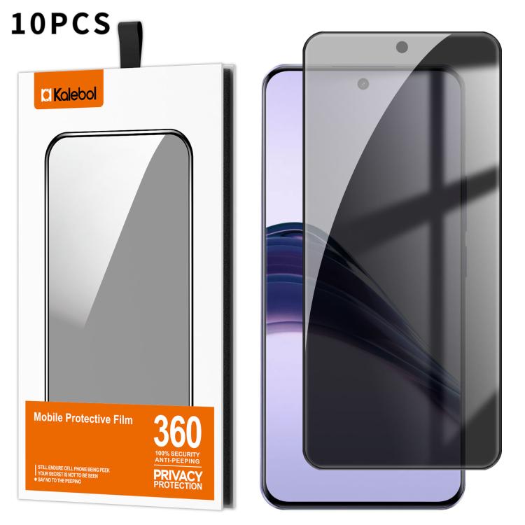 For Realme 13 Pro 10pcs Kalebol High-Aluminum Screen-Printed Full-Coverage Black-Border Privacy Tempered Glass Film