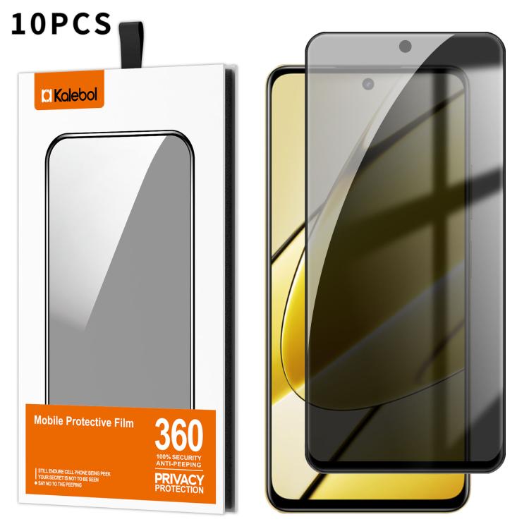 For Realme 11 5G 10pcs Kalebol High-Aluminum Screen-Printed Full-Coverage Black-Border Privacy Tempered Glass Film