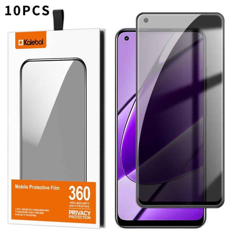 For Realme 11 4G 10pcs Kalebol High-Aluminum Screen-Printed Full-Coverage Black-Border Privacy Tempered Glass Film