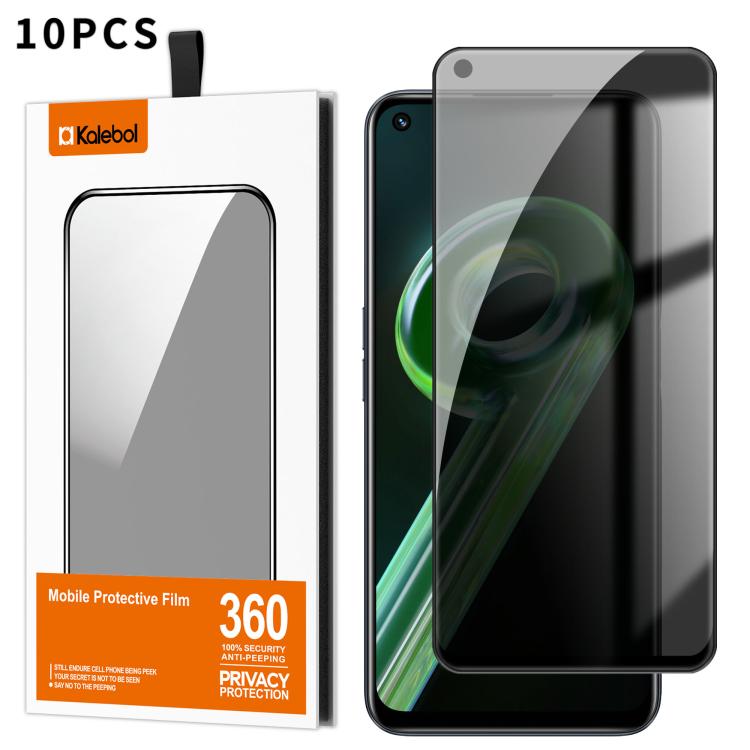 For Realme 9 5G 10pcs Kalebol High-Aluminum Screen-Printed Full-Coverage Black-Border Privacy Tempered Glass Film
