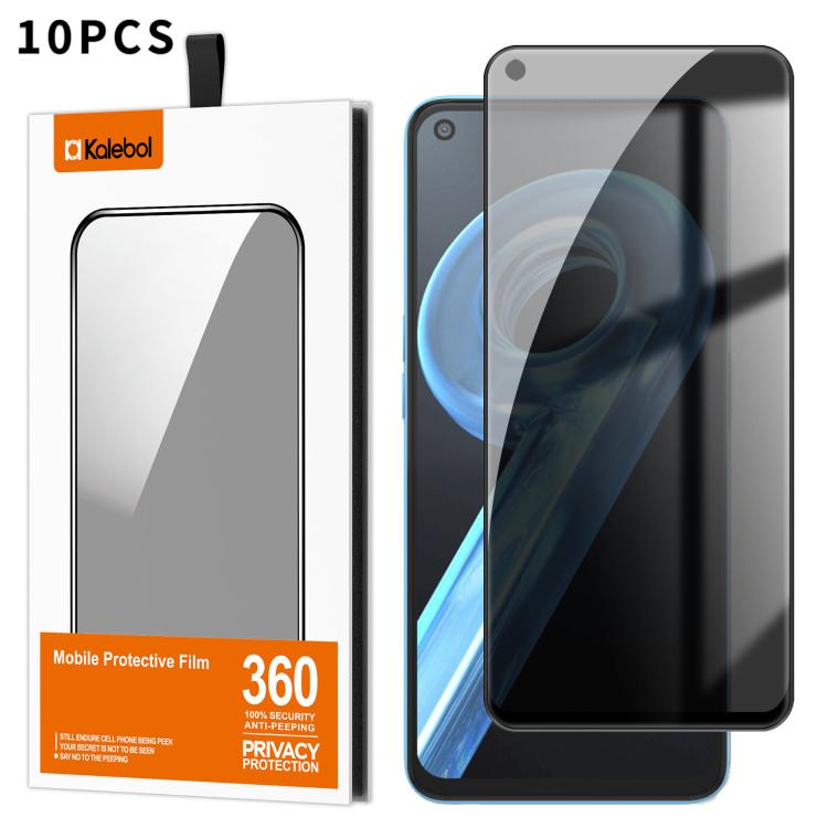 For Realme 9i 4G 10pcs Kalebol High-Aluminum Screen-Printed Full-Coverage Black-Border Privacy Tempered Glass Film