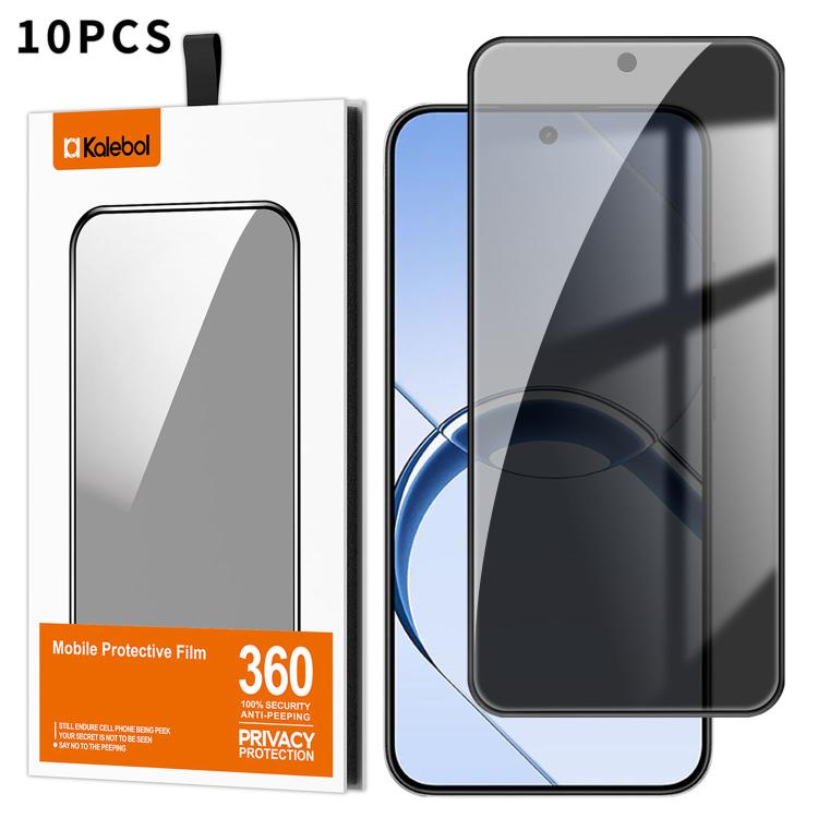 For Realme 16 5G 10pcs Kalebol High-Aluminum Screen-Printed Full-Coverage Black-Border Privacy Tempered Glass Film