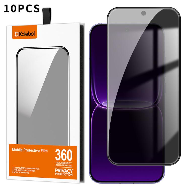 For Realme Neo8 5G 10pcs Kalebol High-Aluminum Screen-Printed Full-Coverage Black-Border Privacy Tempered Glass Film