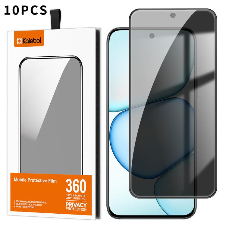 For Realme C100 4G 10pcs Kalebol High-Aluminum Screen-Printed Full-Coverage Black-Border Privacy Tempered Glass Film