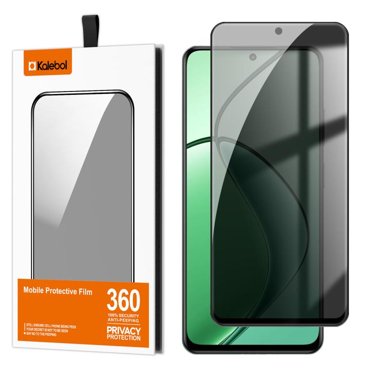 For Realme 12x Kalebol High-Aluminum Screen-Printed Full-Coverage Black-Border Privacy Tempered Glass Film