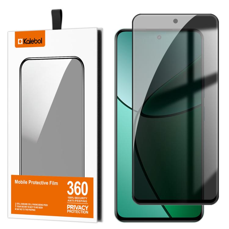 For Realme 12+ Kalebol High-Aluminum Screen-Printed Full-Coverage Black-Border Privacy Tempered Glass Film