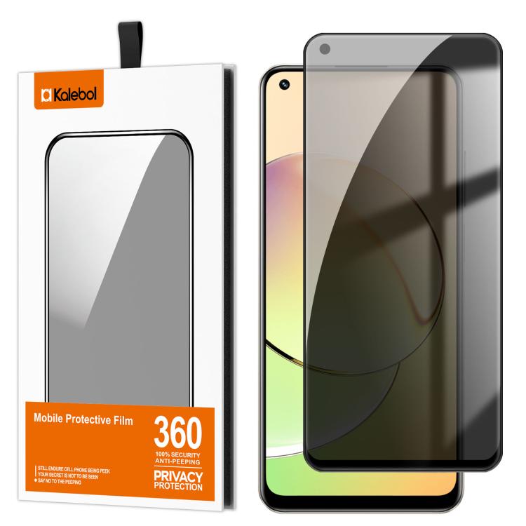 For Realme 10 4G Kalebol High-Aluminum Screen-Printed Full-Coverage Black-Border Privacy Tempered Glass Film