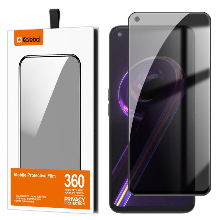 For Realme 9 Pro Kalebol High-Aluminum Screen-Printed Full-Coverage Black-Border Privacy Tempered Glass Film