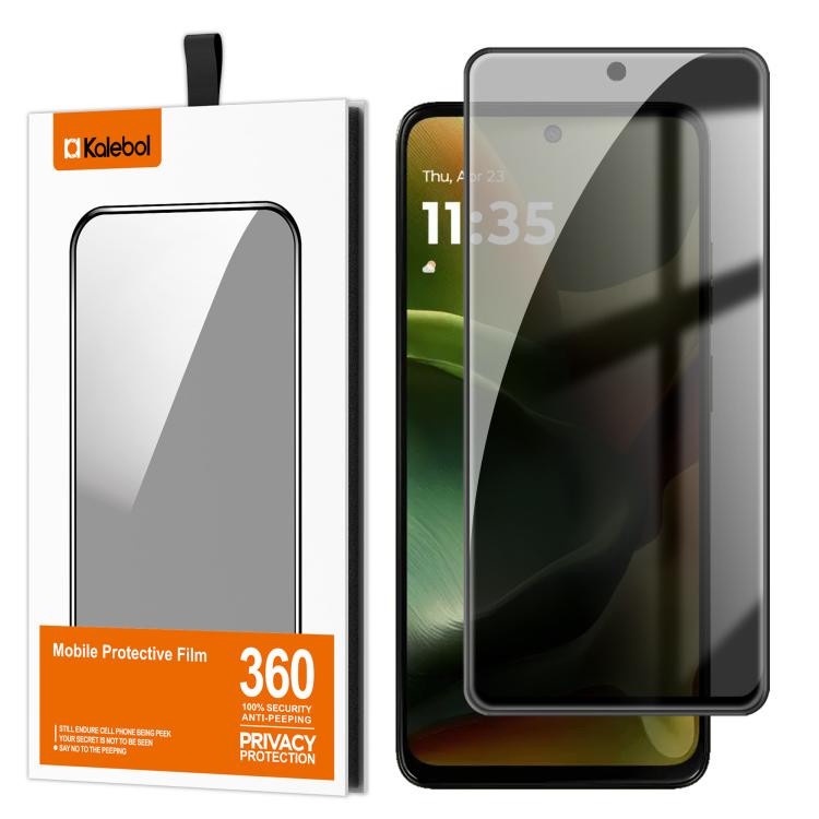 For Motorola Moto G15 Power Kalebol High-Aluminum Screen-Printed Full-Coverage Black-Border Privacy Tempered Glass Film