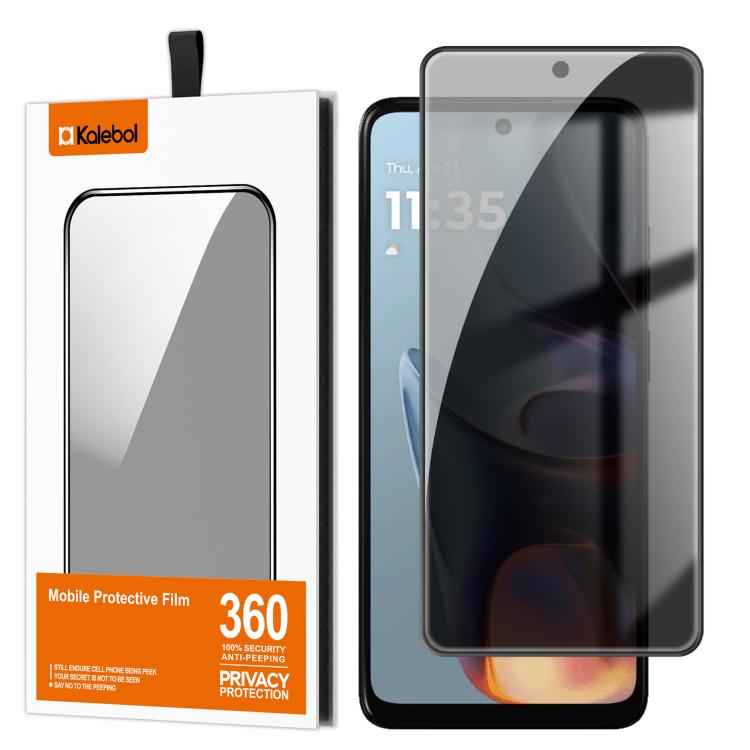 For Motorola Moto E15 Kalebol High-Aluminum Screen-Printed Full-Coverage Black-Border Privacy Tempered Glass Film