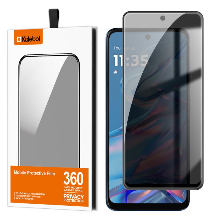 For Motorola Moto G45 5G Kalebol High-Aluminum Screen-Printed Full-Coverage Black-Border Privacy Tempered Glass Film