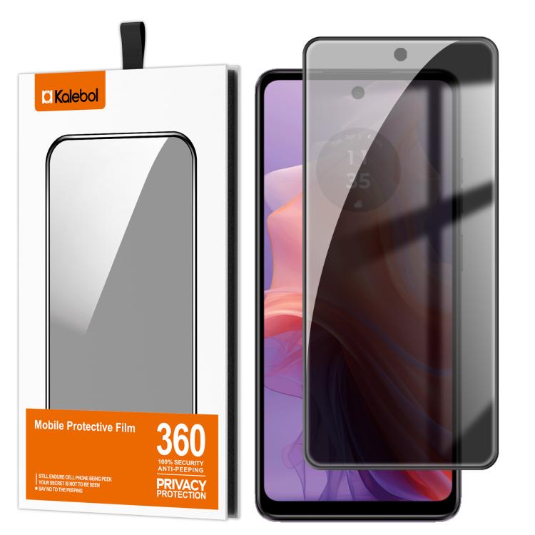 For Motorola Moto E14 Kalebol High-Aluminum Screen-Printed Full-Coverage Black-Border Privacy Tempered Glass Film