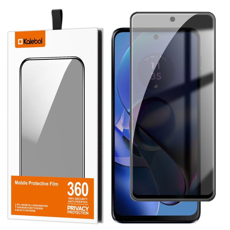 For Motorola Moto G64 5G Kalebol High-Aluminum Screen-Printed Full-Coverage Black-Border Privacy Tempered Glass Film
