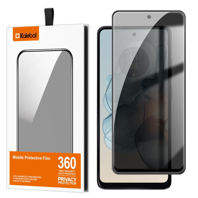 For Motorola Moto G24 Power Kalebol High-Aluminum Screen-Printed Full-Coverage Black-Border Privacy Tempered Glass Film