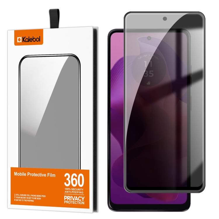 For Motorola Moto G24 Kalebol High-Aluminum Screen-Printed Full-Coverage Black-Border Privacy Tempered Glass Film