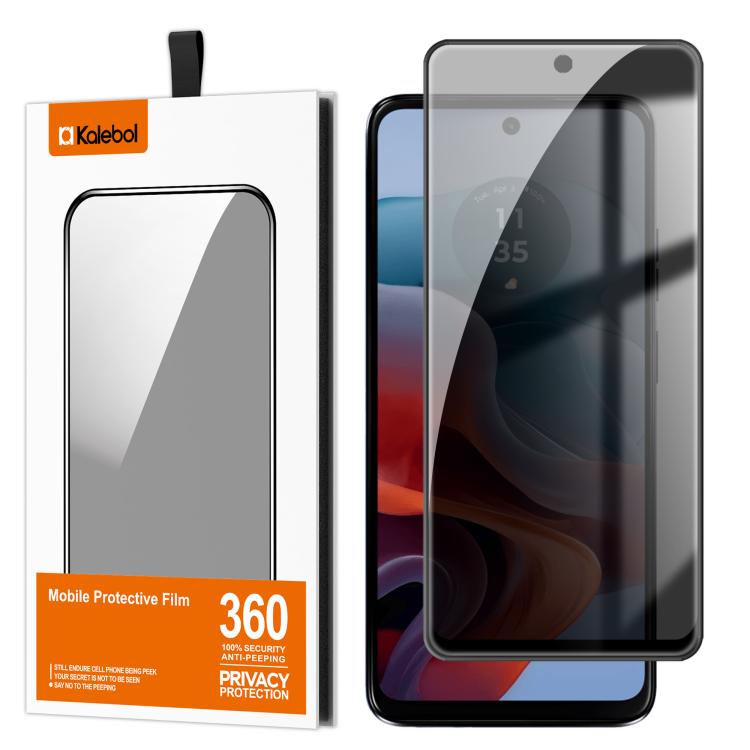 For Motorola Moto G34 Kalebol High-Aluminum Screen-Printed Full-Coverage Black-Border Privacy Tempered Glass Film