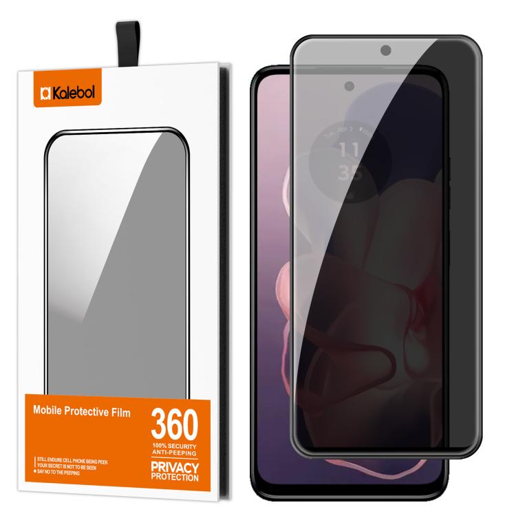 For Motorola Moto G Power 2024 5G Kalebol High-Aluminum Screen-Printed Full-Coverage Black-Border Privacy Tempered Glass Film