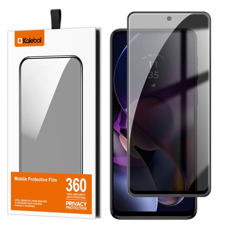 For Motorola Moto G54 Kalebol High-Aluminum Screen-Printed Full-Coverage Black-Border Privacy Tempered Glass Film