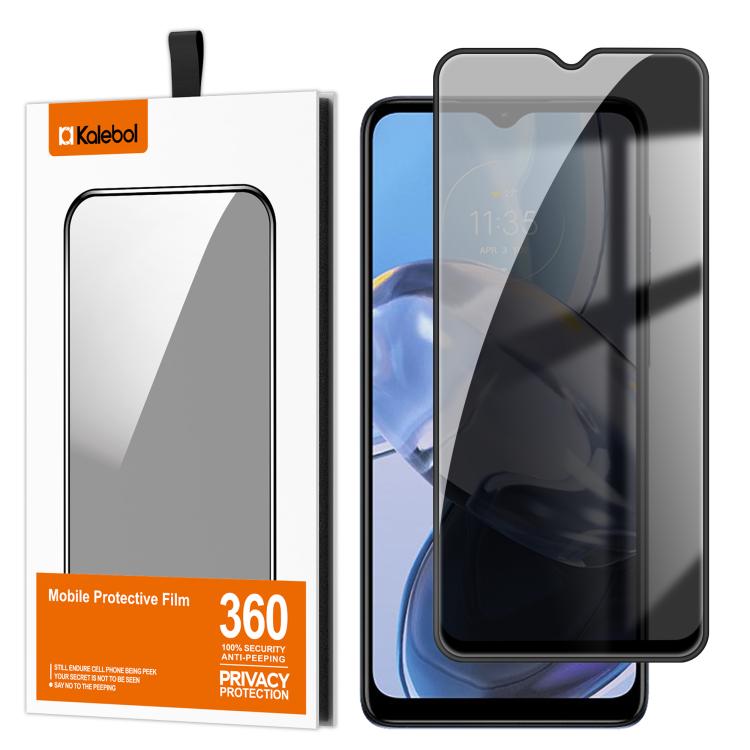 For Motorola Moto E22 Kalebol High-Aluminum Screen-Printed Full-Coverage Black-Border Privacy Tempered Glass Film