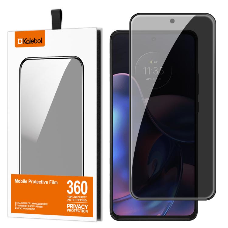 For Motorola Edge 2022 Kalebol High-Aluminum Screen-Printed Full-Coverage Black-Border Privacy Tempered Glass Film