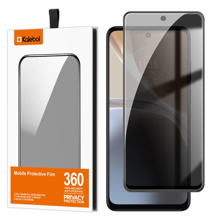 For Motorola Moto G32 Kalebol High-Aluminum Screen-Printed Full-Coverage Black-Border Privacy Tempered Glass Film