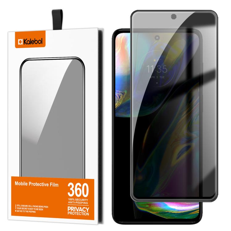 For Motorola Moto G82 Kalebol High-Aluminum Screen-Printed Full-Coverage Black-Border Privacy Tempered Glass Film