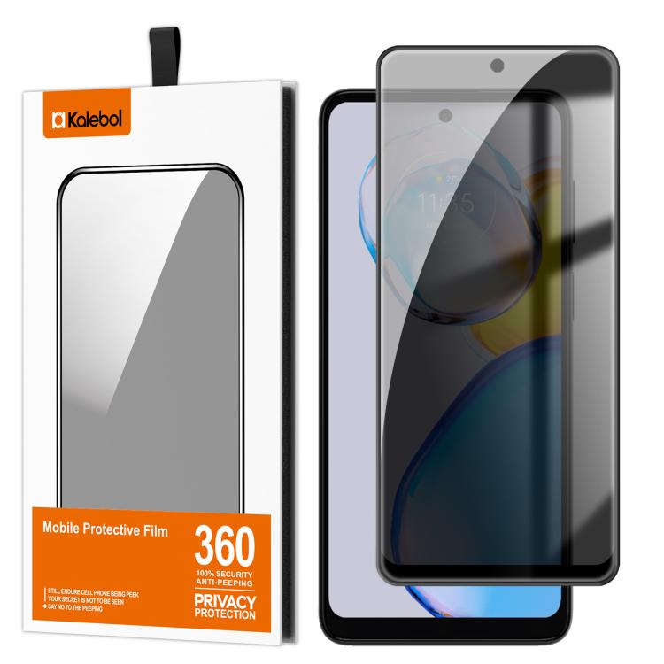 For Motorola Moto E32 Kalebol High-Aluminum Screen-Printed Full-Coverage Black-Border Privacy Tempered Glass Film