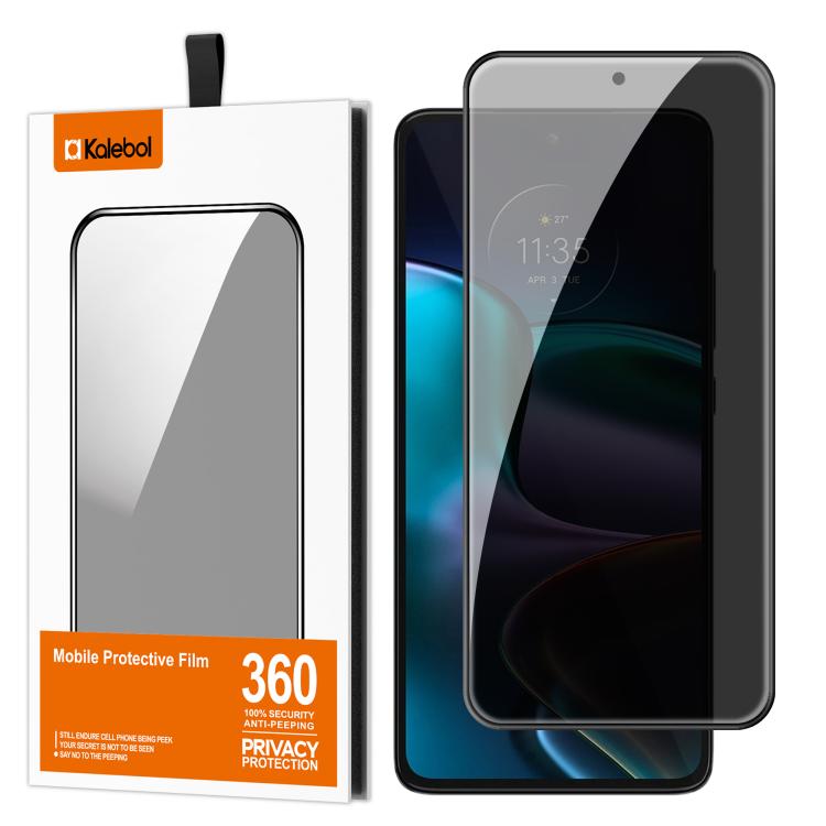 For Motorola Edge 30 Kalebol High-Aluminum Screen-Printed Full-Coverage Black-Border Privacy Tempered Glass Film