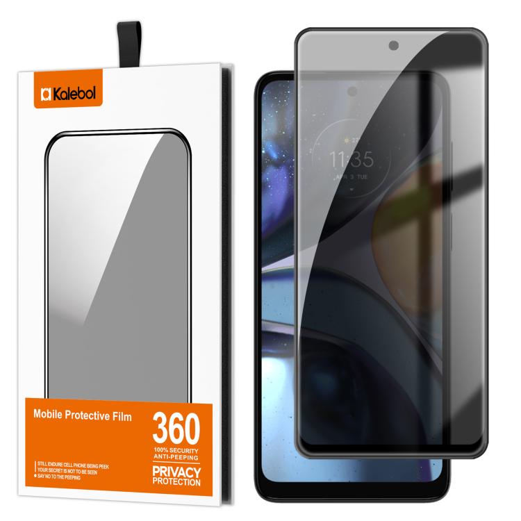 For Motorola Moto G22 Kalebol High-Aluminum Screen-Printed Full-Coverage Black-Border Privacy Tempered Glass Film