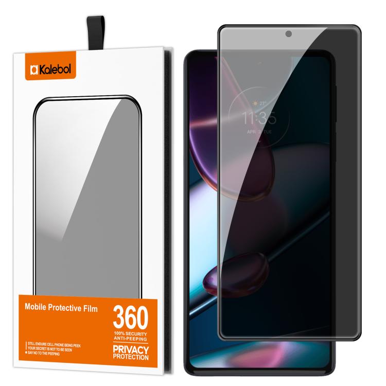 For Motorola Edge 30 Pro Kalebol High-Aluminum Screen-Printed Full-Coverage Black-Border Privacy Tempered Glass Film