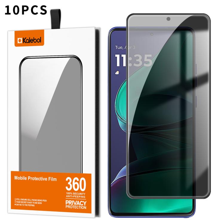 For Motorola Moto G Stylus 2025 10pcs Kalebol High-Aluminum Screen-Printed Full-Coverage Black-Border Privacy Tempered Glass Film