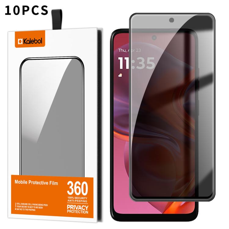 For Motorola Moto G05 10pcs Kalebol High-Aluminum Screen-Printed Full-Coverage Black-Border Privacy Tempered Glass Film