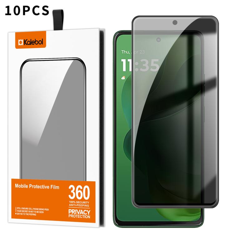 For Motorola Moto G Power 2025 10pcs Kalebol High-Aluminum Screen-Printed Full-Coverage Black-Border Privacy Tempered Glass Film