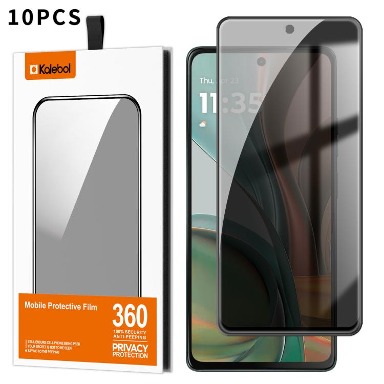 For Motorola Moto G75 5G 10pcs Kalebol High-Aluminum Screen-Printed Full-Coverage Black-Border Privacy Tempered Glass Film