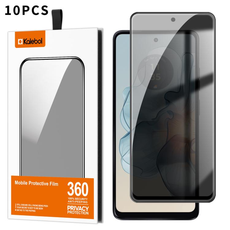 For Motorola Moto G24 Power 10pcs Kalebol High-Aluminum Screen-Printed Full-Coverage Black-Border Privacy Tempered Glass Film