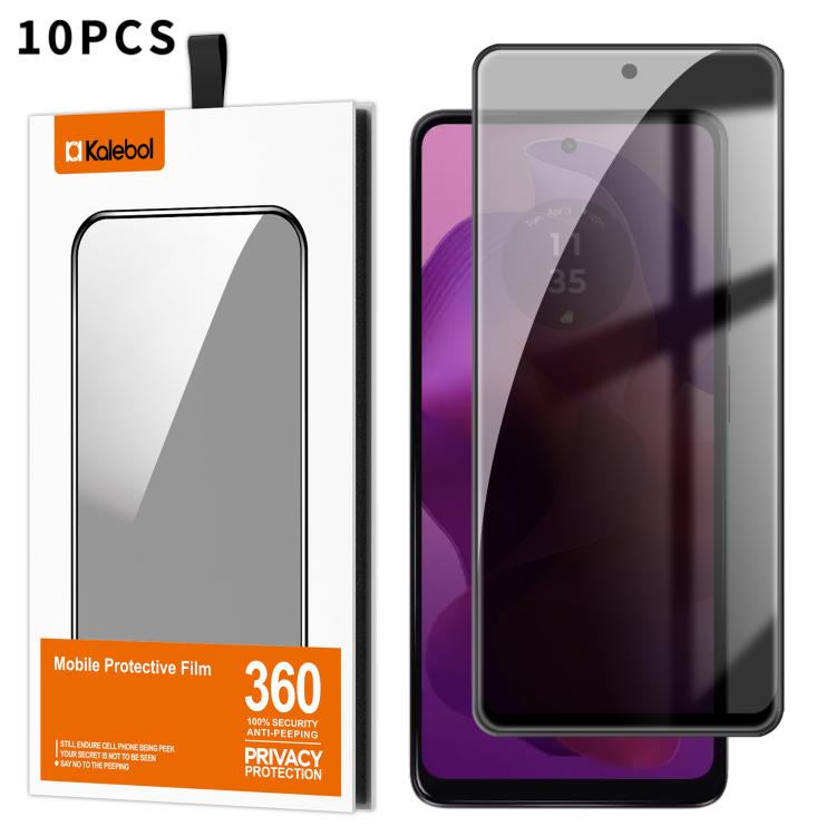 For Motorola Moto G24 10pcs Kalebol High-Aluminum Screen-Printed Full-Coverage Black-Border Privacy Tempered Glass Film