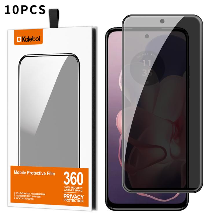For Motorola Moto G Power 2024 5G 10pcs Kalebol High-Aluminum Screen-Printed Full-Coverage Black-Border Privacy Tempered Glass Film