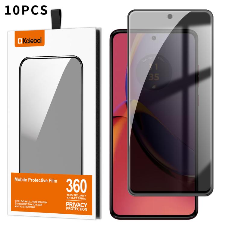 For Motorola Moto G84 10pcs Kalebol High-Aluminum Screen-Printed Full-Coverage Black-Border Privacy Tempered Glass Film